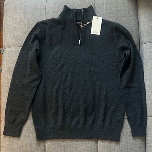 NWT Quince Mongolian Cashmere Quarter Zip Swearer, Charcoal, sz Small